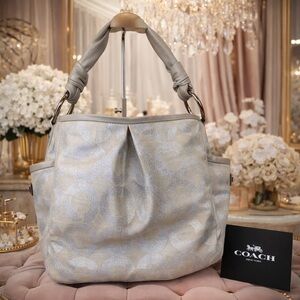 Coach Parker Y2K Hobo Limited Edition Op Art‎ Silver Gray Cream Shoulder Bag